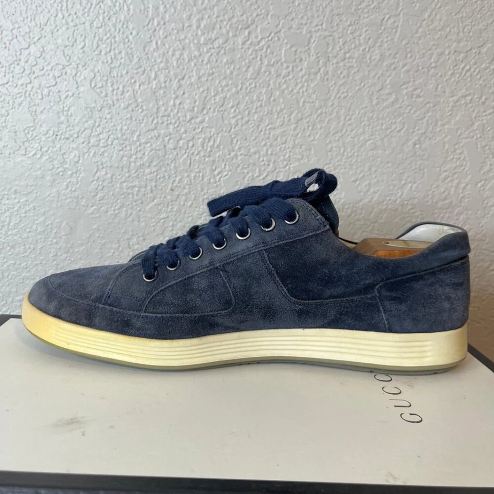 Prada 2646 Navy Blue Suede Casual Sneaker Shoes Low Top Men's 9.5 UK/10.5 US - Picture 5 of 13
